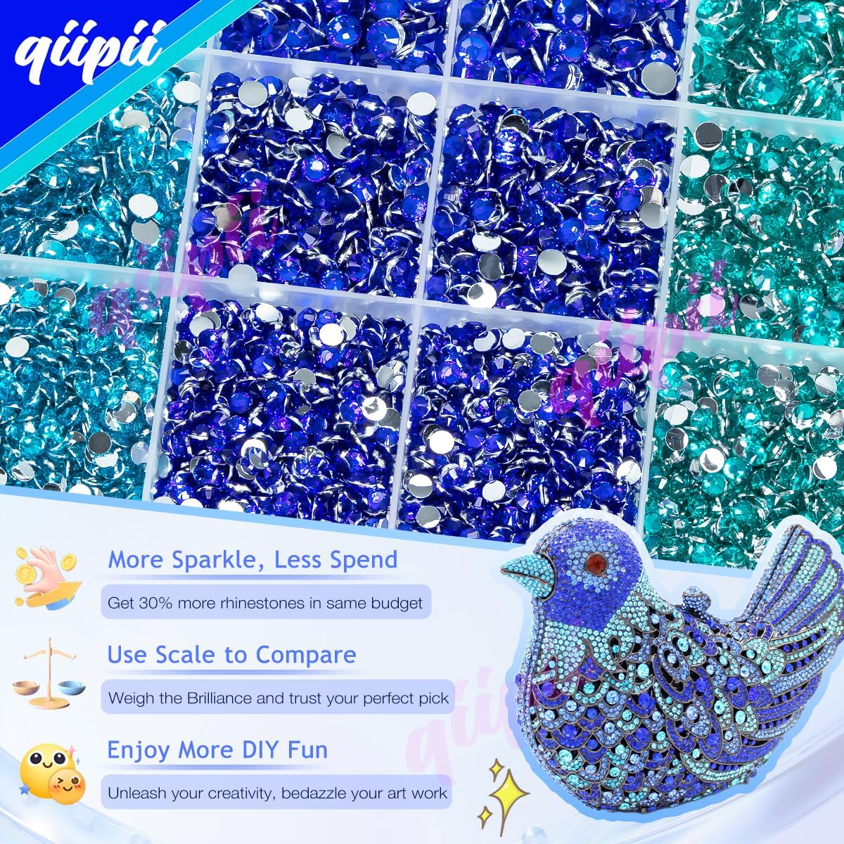 2mm-6mm 3 Color Blue Series Crystal Resin Rhinestones w B7000 Jewelry Glue for Bedazzling Crafting Flatback Stones Gems Diamonds for Nails Face Eyes Makeup Tumblers Bottles DIY Crafts Clothes - Image 4