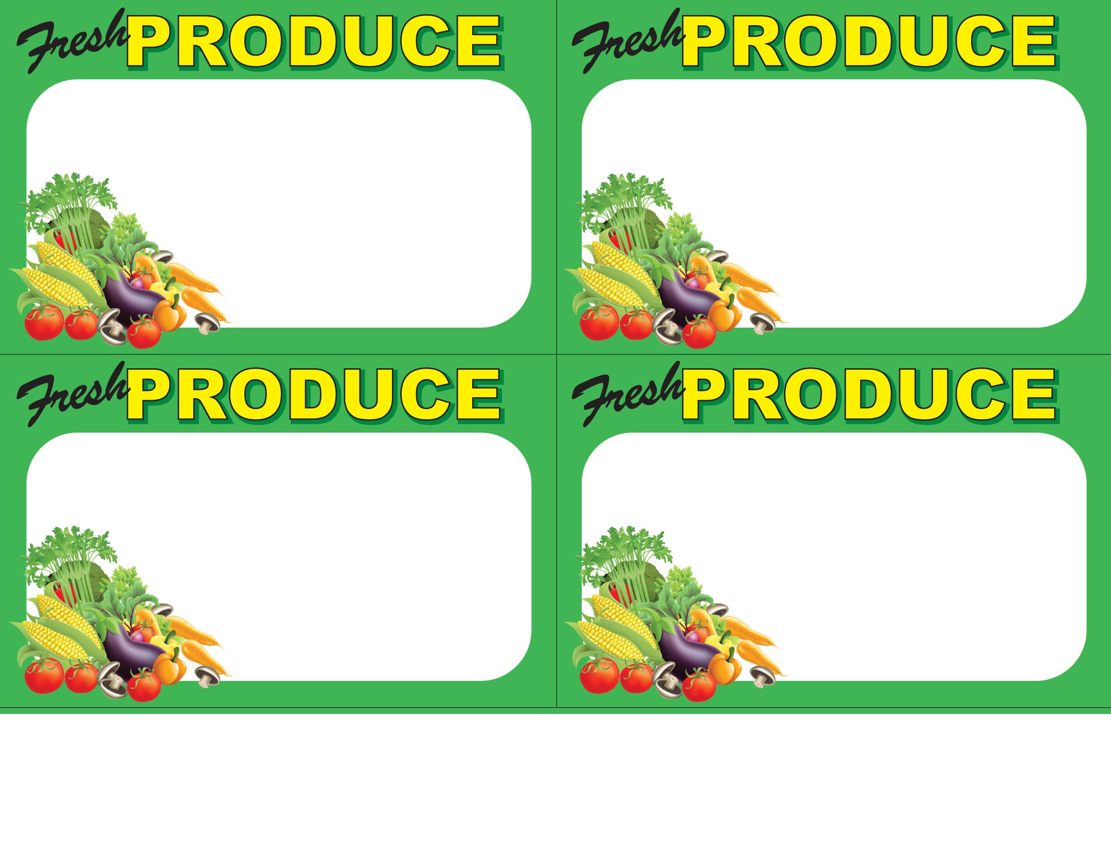 Price Sign Laser Cards | Fresh Produce PC Printable |100 8 1/2" x 11" Sheets Per Pack) Retail - Supermarket - Grocery Business Store Signs (3 1/2" x 5