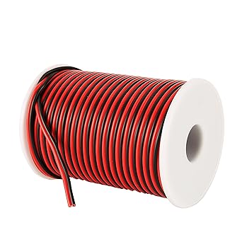 Crescent Enterprises C Able 100Ft 18 Awg Gauge Electrical Wire Hookup Red Black Copper Stranded Auto 2 Wire Low Voltage 12V Dc Wire For Single Color Led Strip Extension Cable Cord Spool