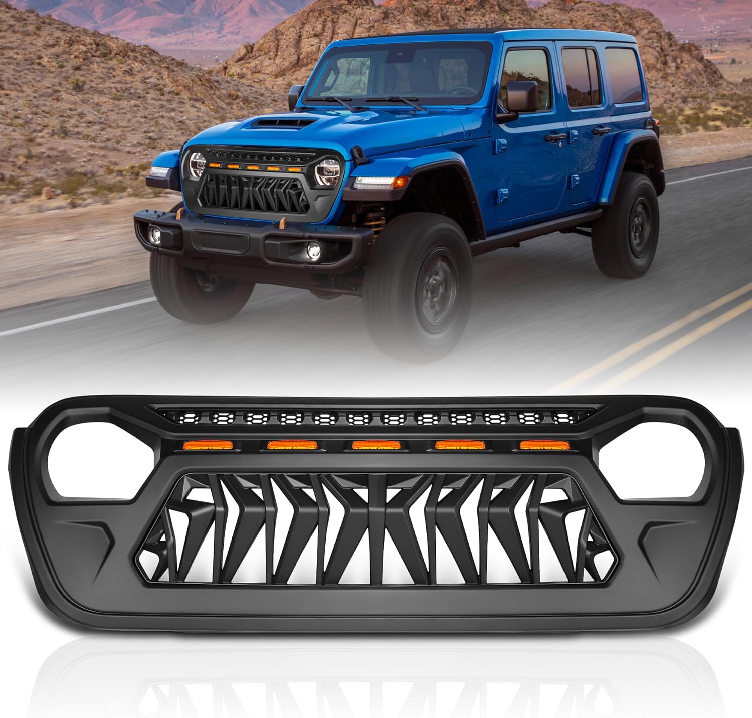 Grille Grill Fit for 2018 2019 2020 2021 2022 2023 18 19 20 21 22 23 Jeep Wrangler JL