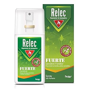 Relec Fuerte Sensitive Familiar Spray Antimosquitos, Repelente de Mosquitos 75 ml, Sin Olor ni Alcohol, Eficaz Contra El Mosquito Tigre, Protección contra Picaduras de Mosquitos en Zonas Templadas