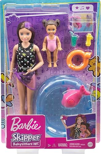Miniatura 5 de Barbie Skipper Babysitters Inc - Juego con muñeca Skipper, muñeca pequeña que cambia de color, piscina, juguete de ballena y accesorios