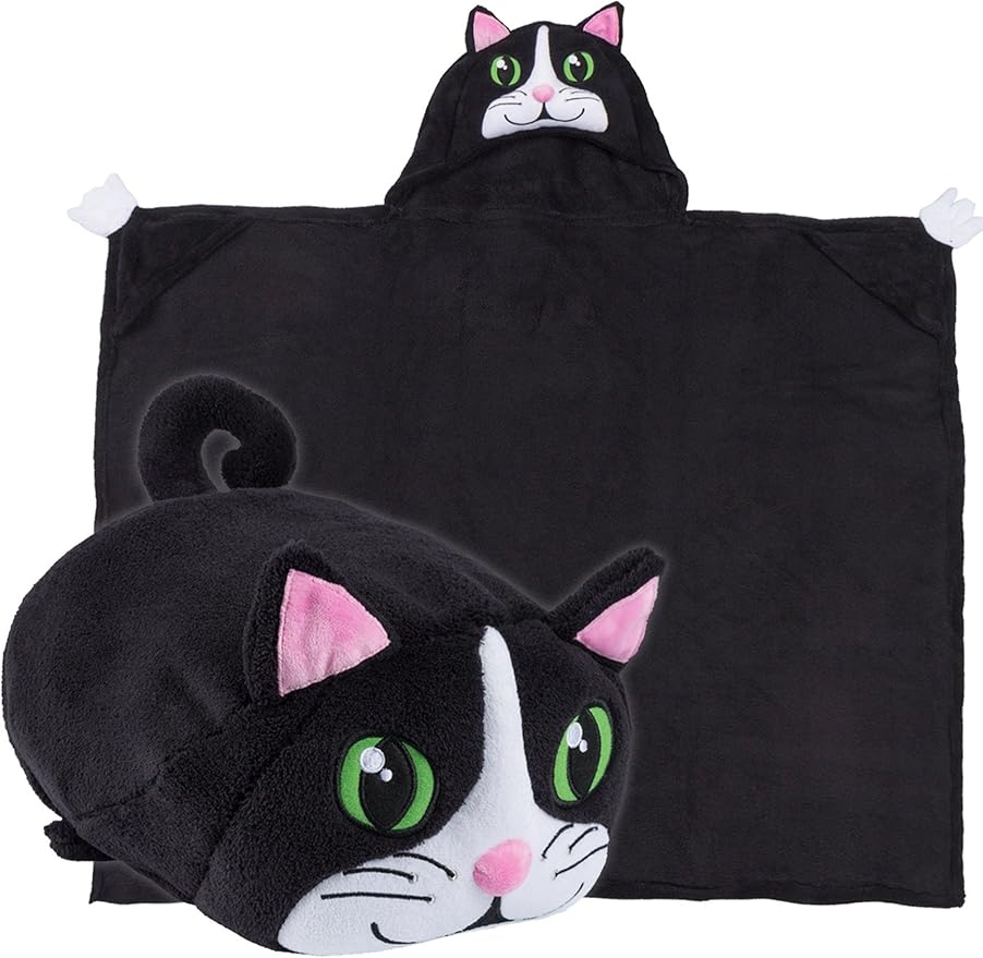 Comfy Critters Stuffed Animal Blanket Cat Kids Huggable