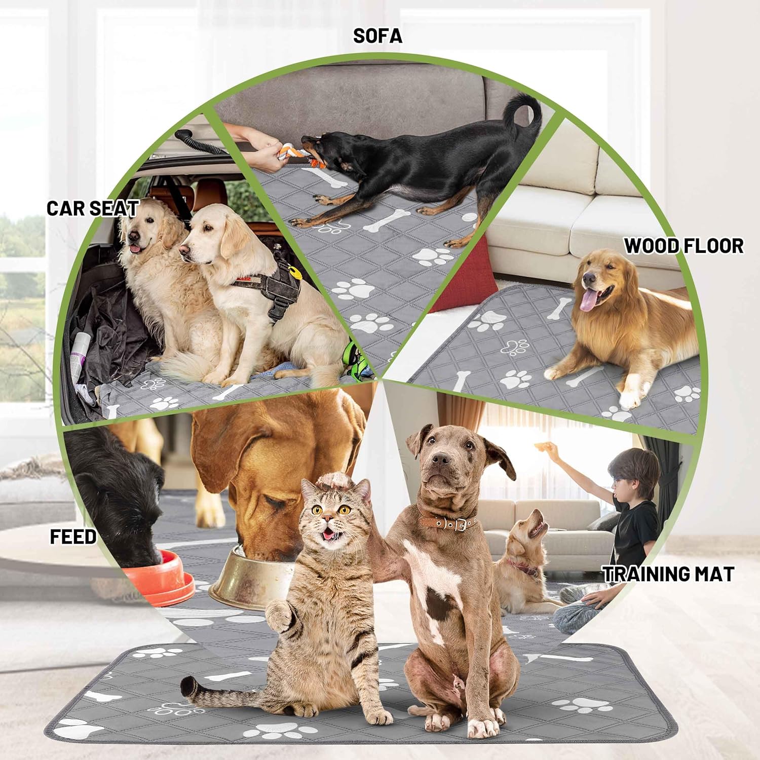 72” x 72“ and 48'' x 65" Extra Large Washable Pee Pads for Dogs, 2PCS Reusable Puppy Pads with Super Absorbent for Pet Training, Housebreaking and Whelping.