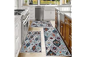 Falflor Moroccan Trellis Kitchen Rugs and Mats Set of 3