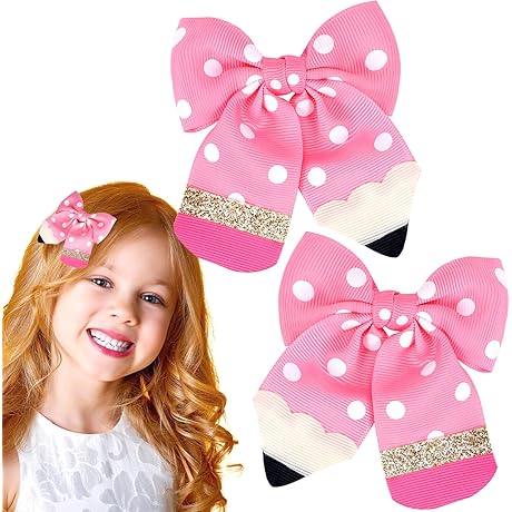 Back To School Polka Dot Hair Bows