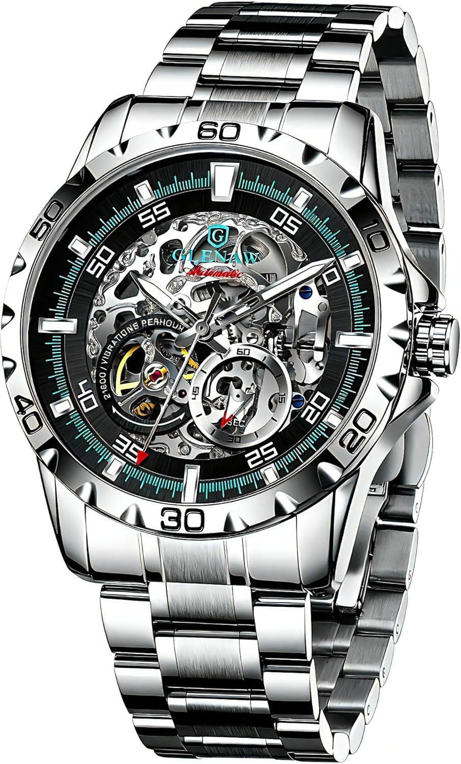 Men's Automatic Skeleton Mechanical Watch - Pre-Calibrated Movement | Stainless Steel Exposed Design for Business & Casual
