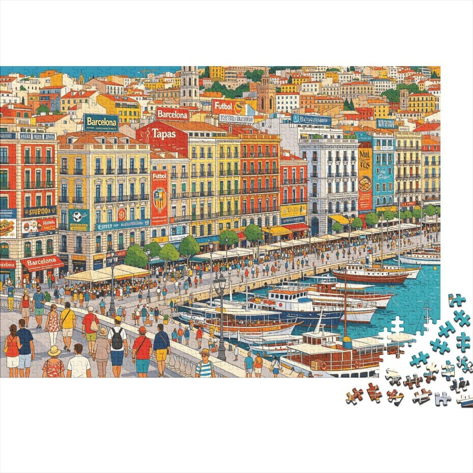 Colorful Town 1000 Piece Jigsaw Puzzles Recycled Dutch Harbor Puzzle for Elderly Puzzle Game Props for Family And Friends Birthdays Great Gift 38x26cm/1000pcs