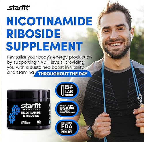 Miniatura 3 de STARFIT - Nicotinamida D-ribósido (paquete de 2), Booster NAD+, suplemento de energía y enfoque, apoyo celular antienvejecimiento, total de 180