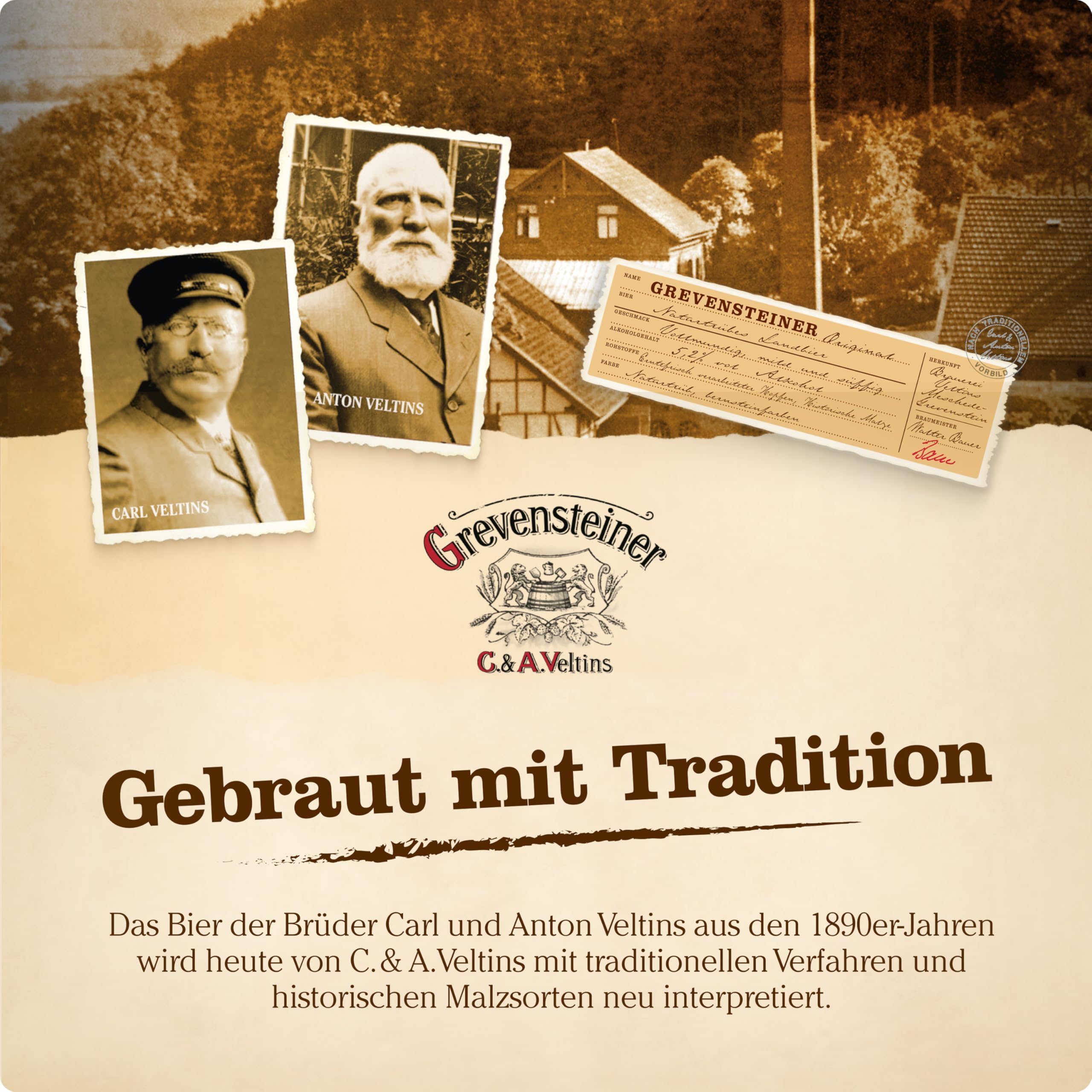 Grevensteiner Bierbrand 40% Vol 0,35 L I 10 Jahre im Eichenfass gereift I Premium Edelbrand aus Grevensteiner Landbier I Bourbonfass Lagerung I limitierte Spezialität I Geschenkidee für Bierliebhaber