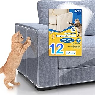Uross Cat Scratch Furniture Protector - 12 Pack Couch Corner Sofa Protector for Cats, Anti Scratch Cat Furniture Protector, 8PCS 17" x 12" + 4 PCS 17" x 6" Cat Scratch Guards Deterrent for Furniture