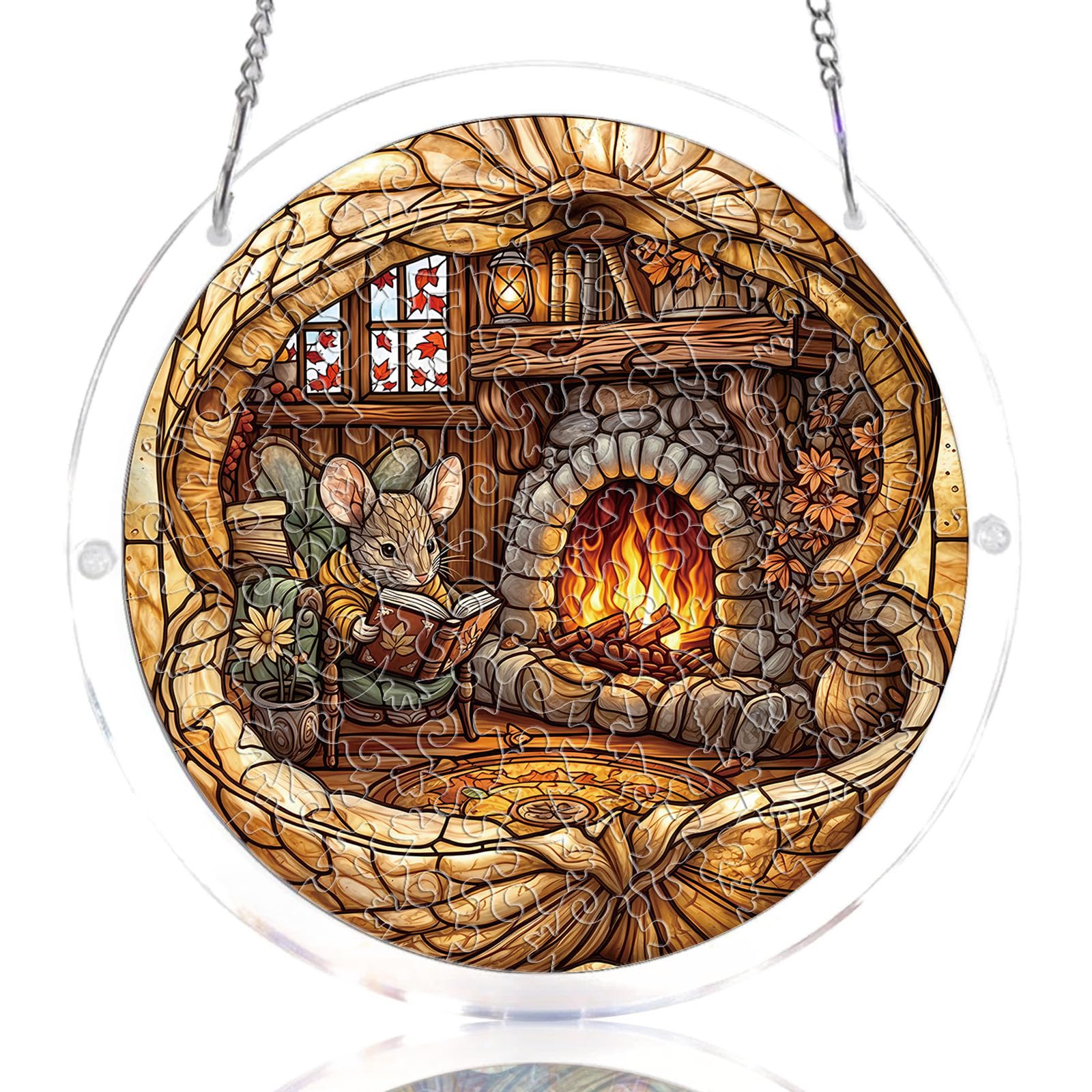 WOODBESTS Acrylic Suncatcher Puzzles, Suncatcher for Doors Garden Window Hanging, Flowers and Hummingbird Puzzle, Birthday for Lover (L - 8.9 * 8.9in) — image 1