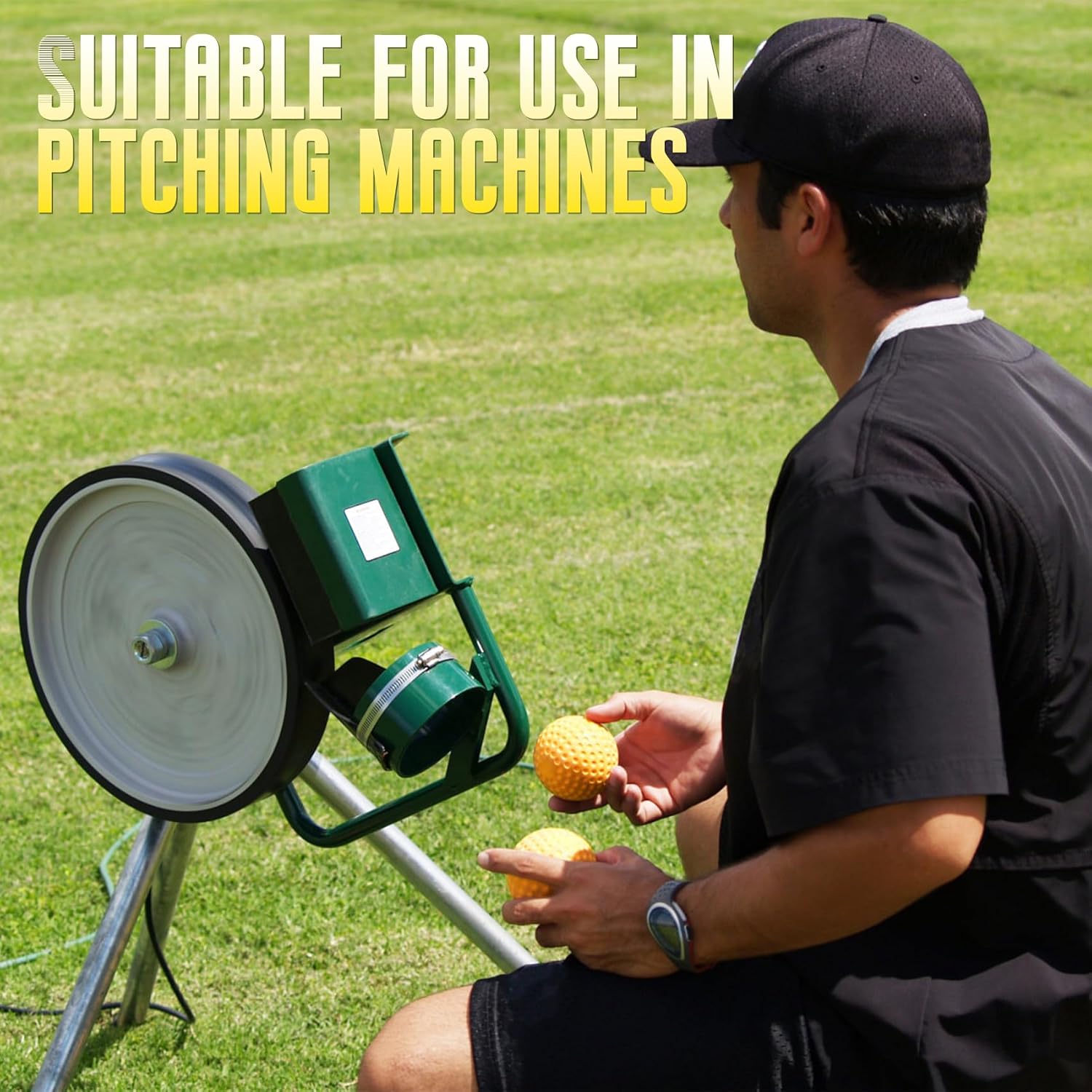 12 Pack Yellow Dimpled Baseballs - Training Ball Practice Baseball - 9 inch Pitching Machine Baseballs - Perfect for Pitching, Hitting, Batting, and Fielding