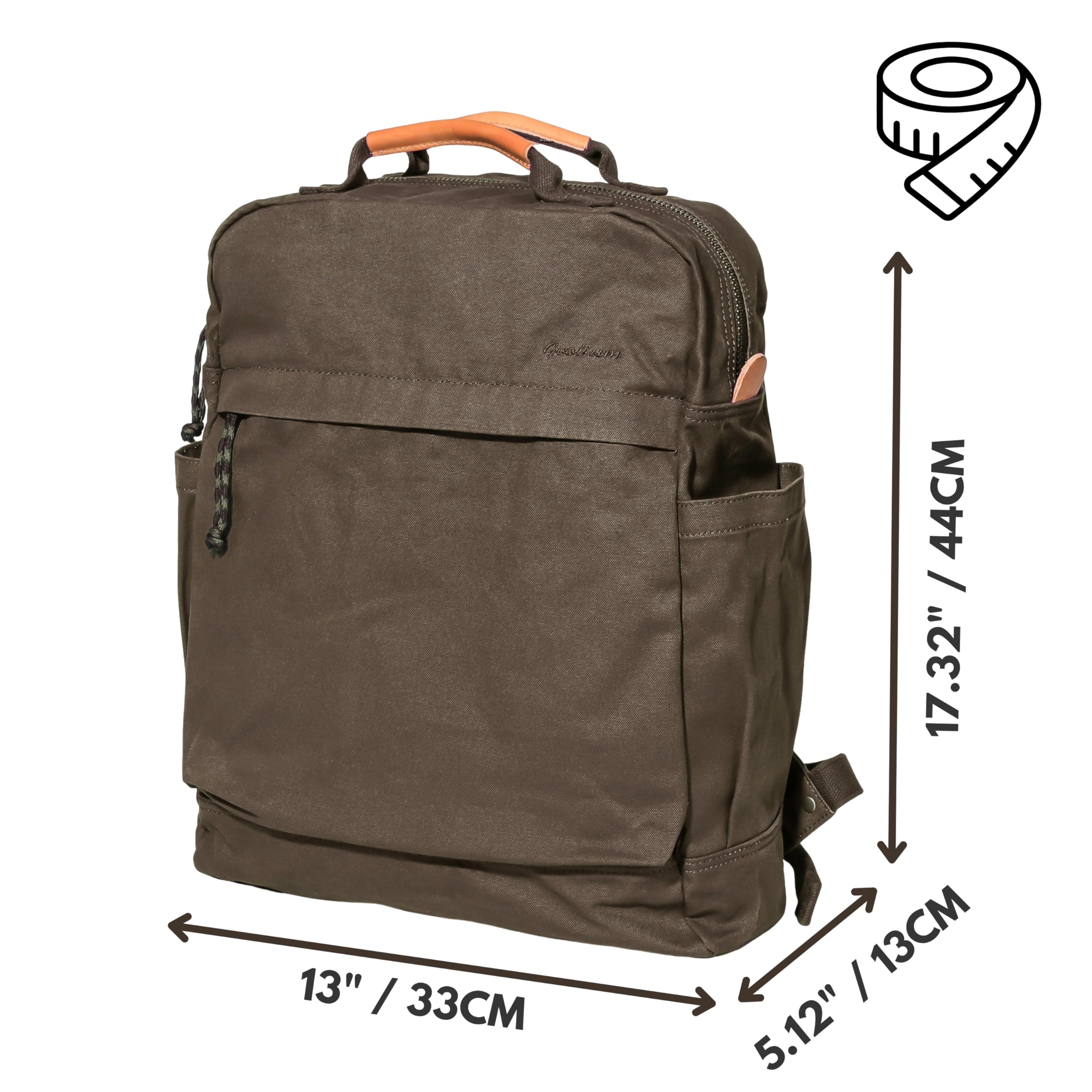 Gootium Canvas Backpack for Women Vintage Style Outdoor Travel Bag Men's Casual Daypack Cloth Zippered Rucksack