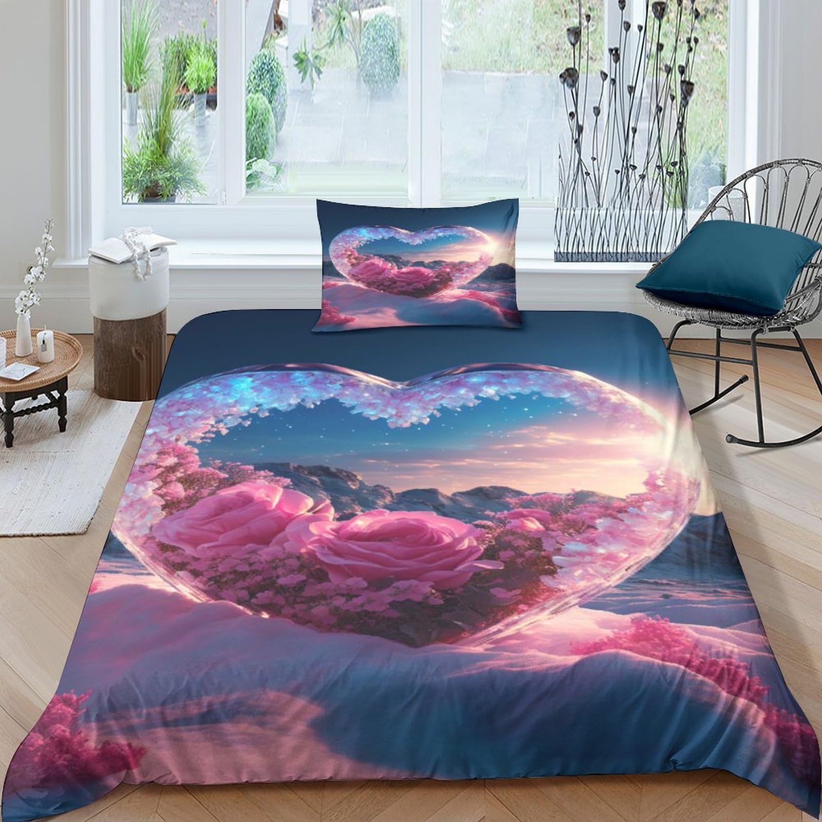 Housse de couette 135x200 géométrique 3D pour lit junior avec sa taie d'oreiller