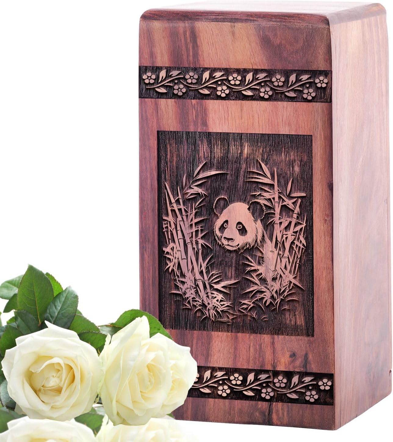 Panda Urn - Wood Urns for Human Ashes Adult Female - 11.25 Inch Decorative Urns Human Ashes Cremation for Burial In Ground Burial Adult