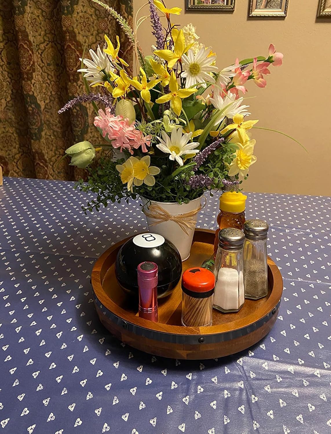 12 Inch Wooden Lazy Susan for Table Top - Acacia Wood Lazy Susan - Decorative Turntable for Table, Kitchen Organizer