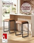 VASAGLE EKHO Collection - Tabourets à barres Ensemble de 2, Tabourets de comptoir de cuisine, Cuir synthétique avec couture, Moderne à mi-century, 26-Inch Tall, Salle à manger du bar à la maison, Montage facile, Caramel Brown ULBC086K01