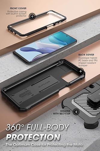Miniatura 4 de SUPCASE Unicorn Beetle Pro - Funda para Moto G 5G 2023, protector de pantalla integrado de cuerpo completo, resistente clip para cinturón y funda