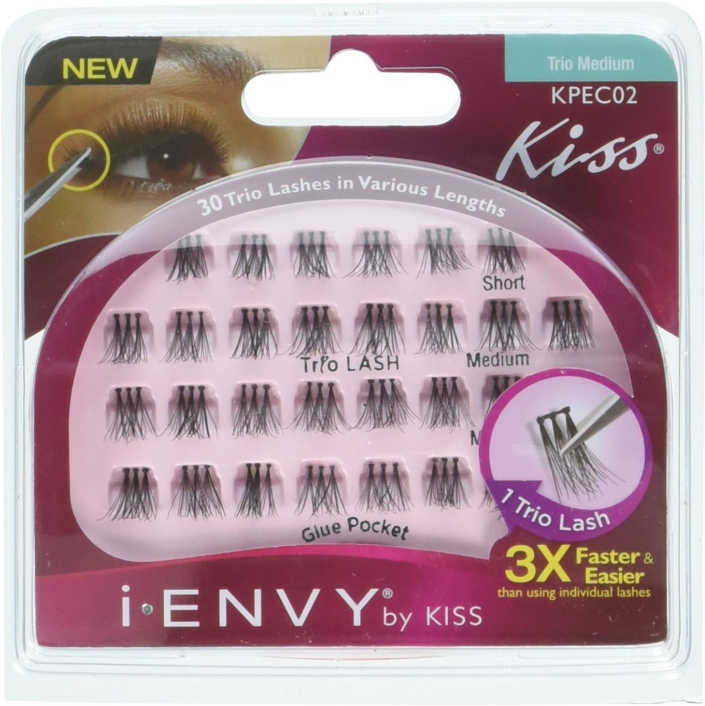 Kiss I Envy Trio Medium 30 Trio Lashes (3 Pack)