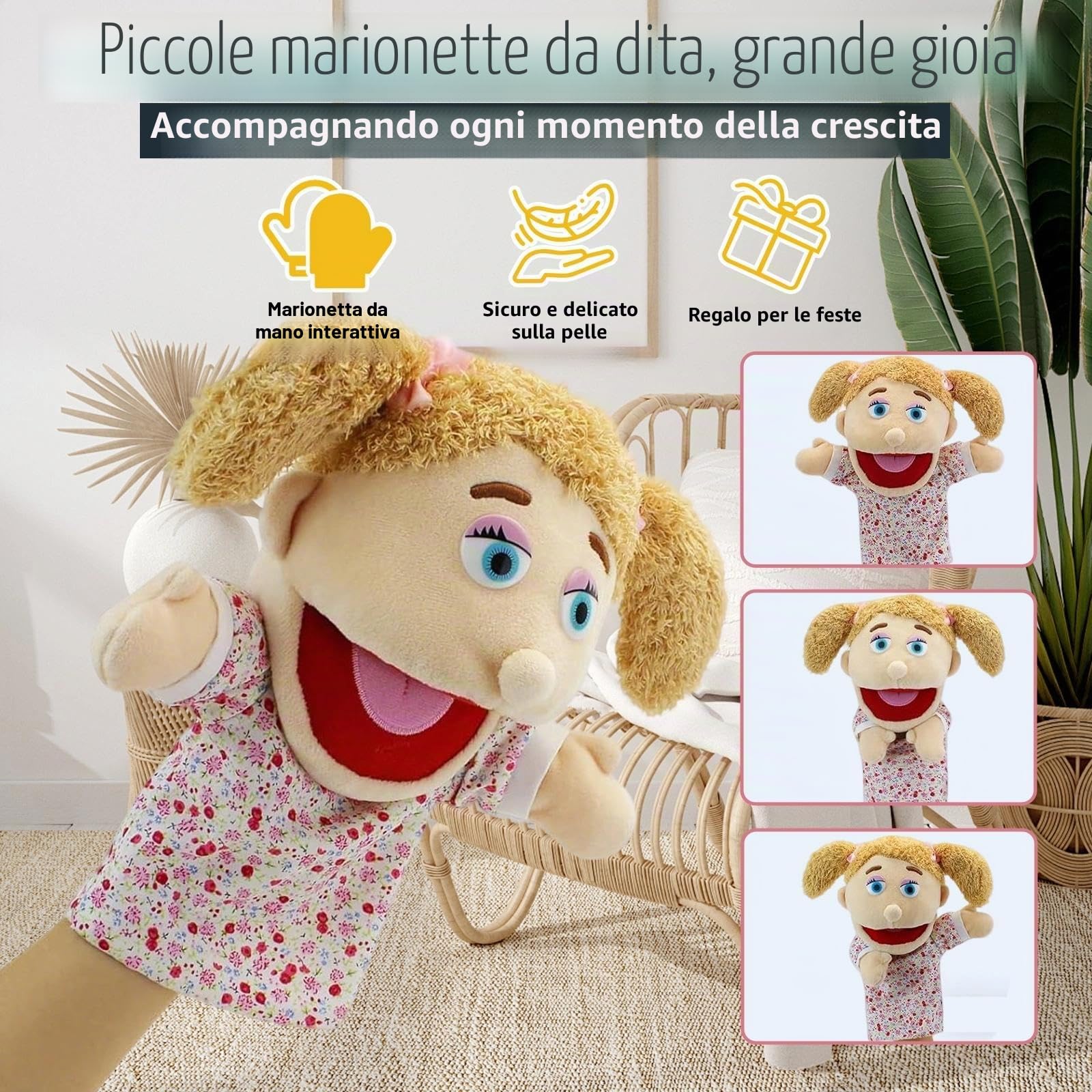 ACTOYS Marionnette à Main Dinosaure – Peluche Interactive 30 Cm – Bouche Articulée – Pour Histoires Et Jeux De Rôle – Dès 3 Ans