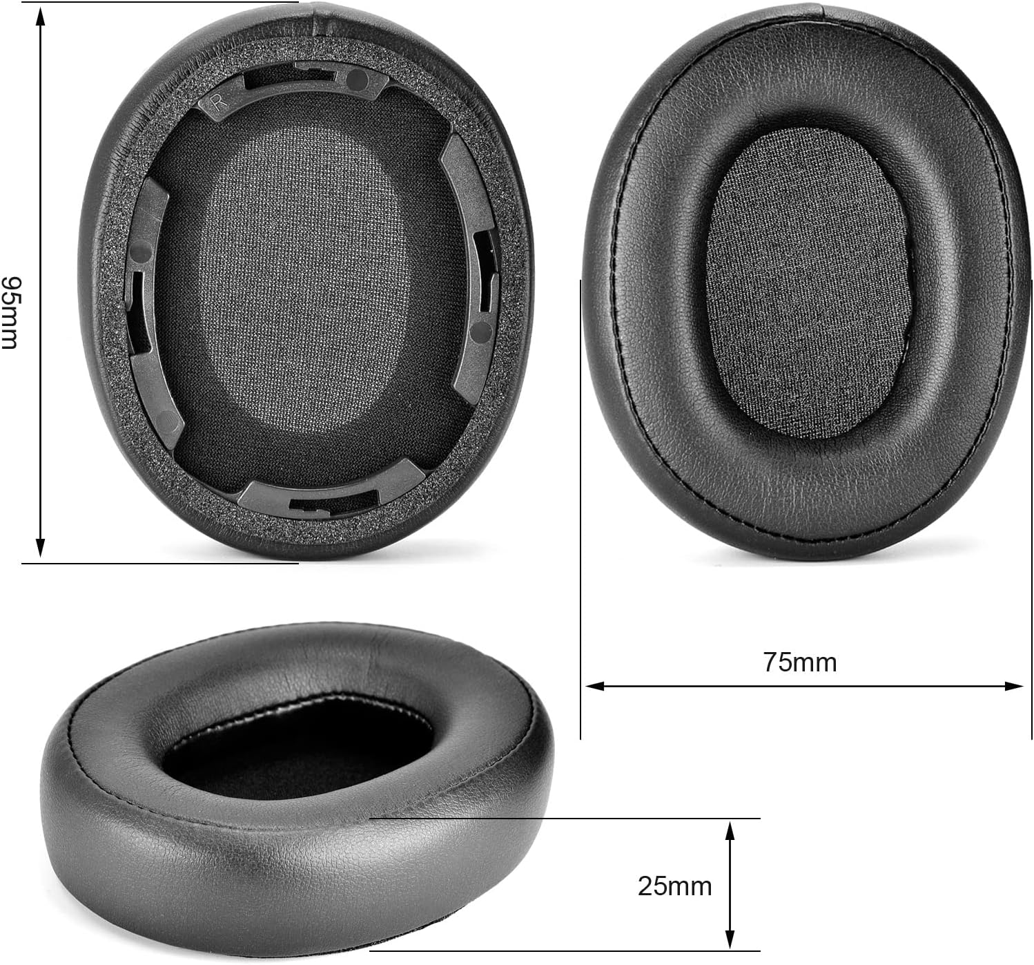 SR50BT Earpads Replacement Protein Leather Ear Pads Cushions Cover Repair Parts Compatible with Audio-Technica ATH-SR50BT Wireless Over-Ear Headphones (Black with Buckle)