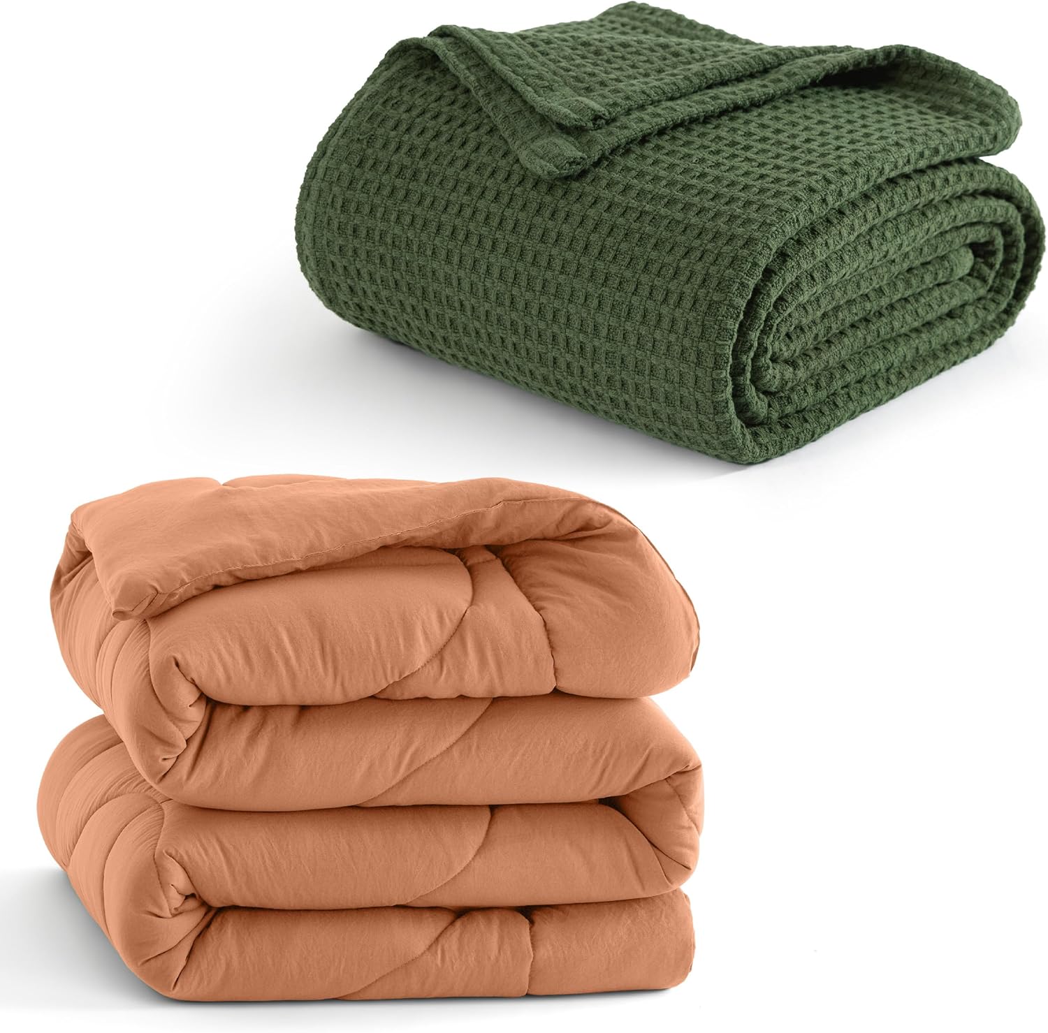 Bedsure Bundle of 1 Ultra-Soft Prewashed Duvet & 1 Cotton Basket Weave Blanket