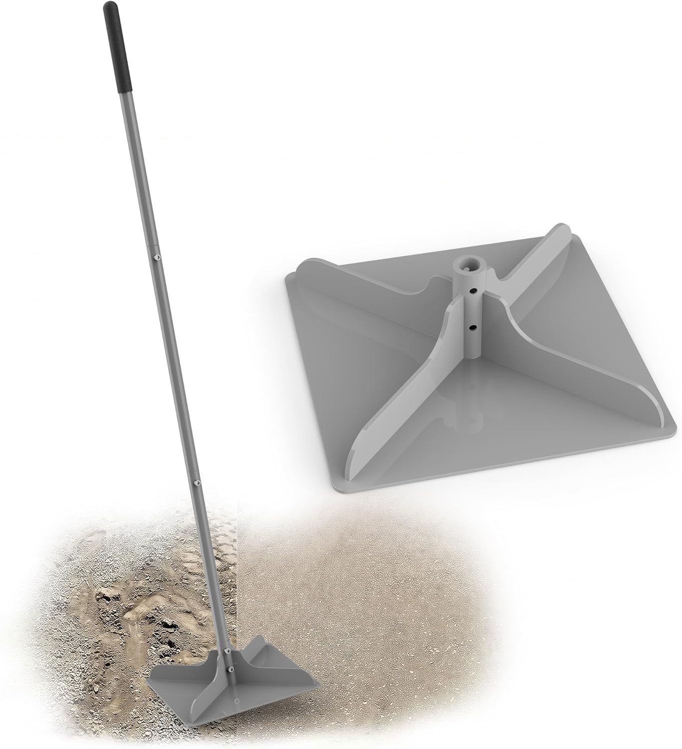 10"×10" Steel Hand Tamper, 48" Adjustable Handle Manual Soil Compactor & Dirt Tamper Tool for Landscaping, Yard, Gravel, Asphalt, Driveway, Garden, Ground Leveling