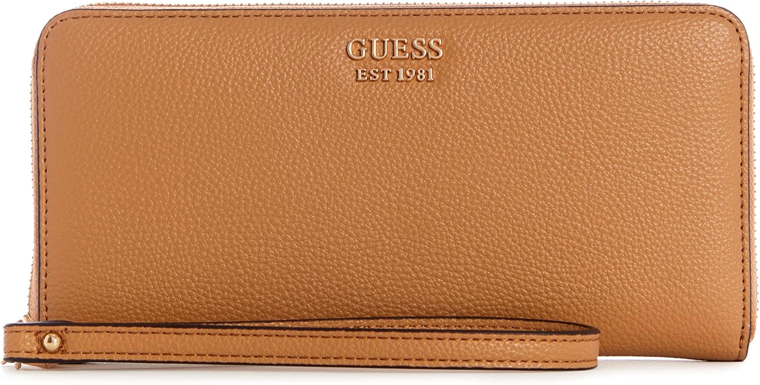 GUESS Women's Lyndi Large Zip Around Wallet, Beige, One Size Amazon