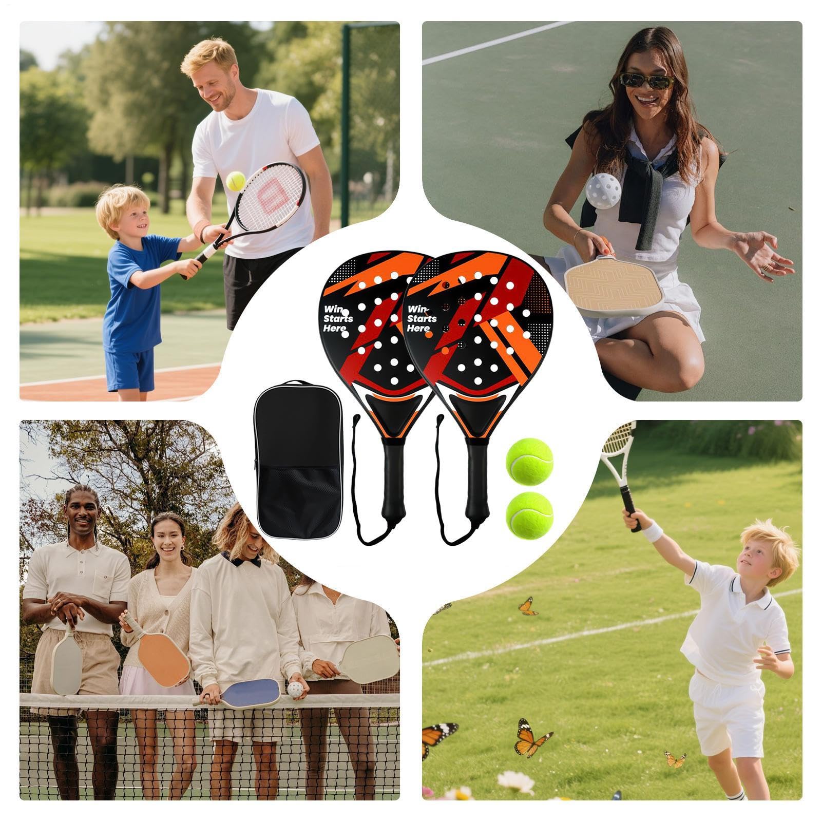 Raquette de Tennis pour Adultes Portable Anti-dérapant Anti-Choc | Set de Tennis de Loisir pour Adultes pour Femmes Jeunes Plage Intérieur Jardin Entraînement Sport Loisirs