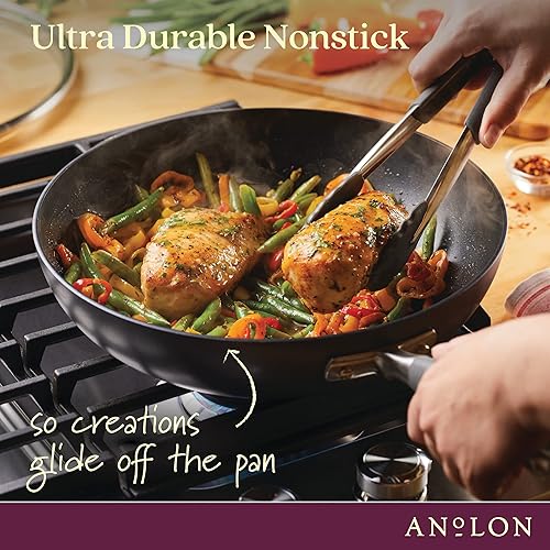 Miniatura 4 de Anolon Advanced Home - Sartén antiadherente anodizada duro, 12 pulgadas (piedra lunar)