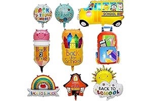 9 Pcs Back to School Square Mylar Balloons