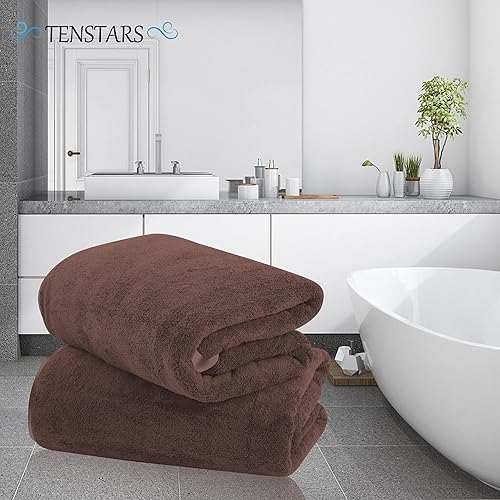Miniatura 3 de TENSTARS Toallas de baño de seda con dobladillo para liquidación de baño - 27 x 55 pulgadas - de secado rápido, ligeras y finas - toalla absorbente