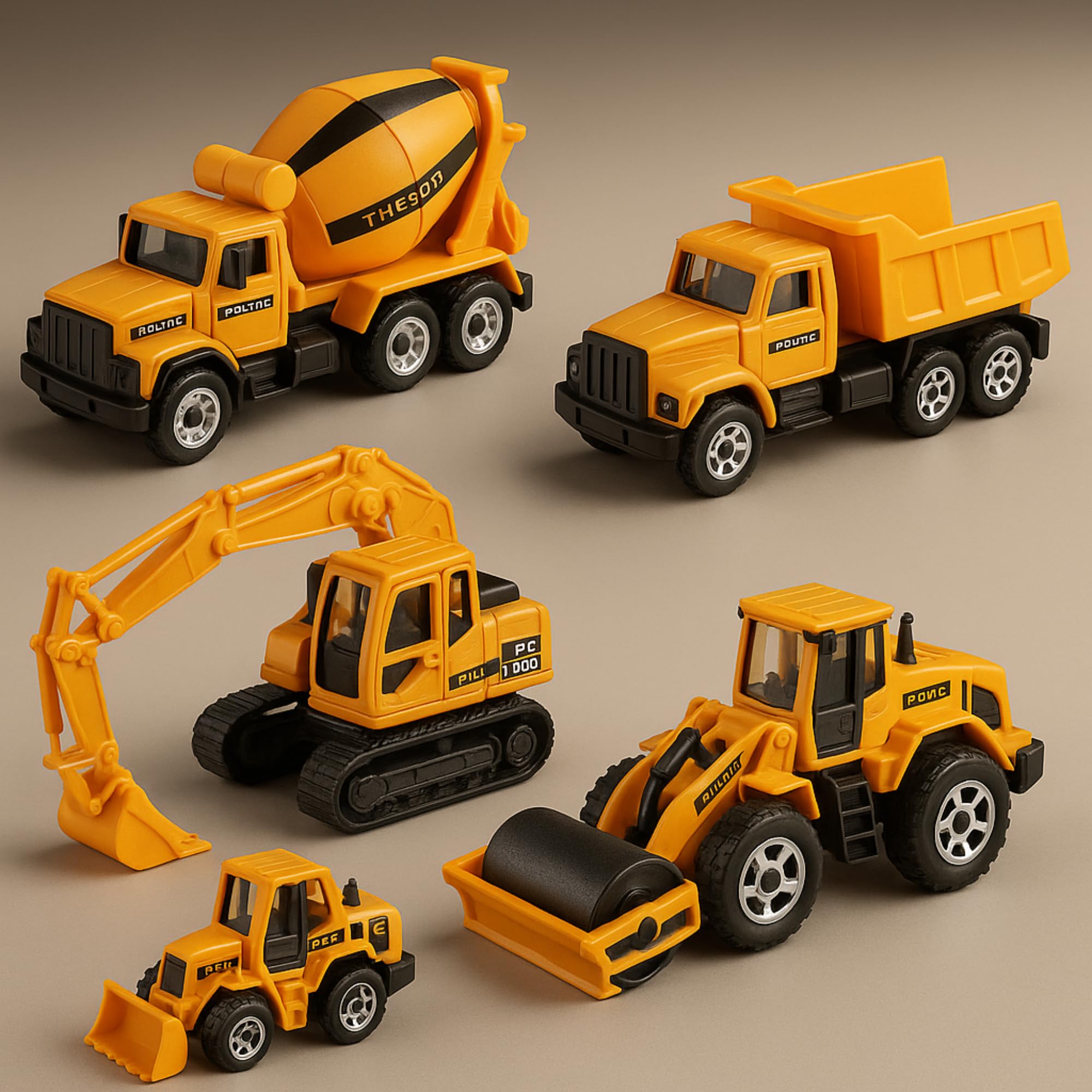 Kid's Toy Construction Vehicles Set - Pack Of 5, Diecast Engineering Construction Vehicles Truck Toys, 1:50 Small Mini Car, Construction Truck, Excavator & Bulldozer Toy Gift Set For Toddlers
