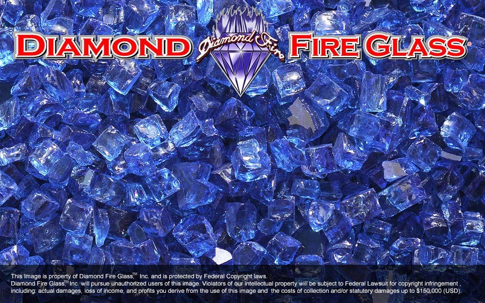 Electric Blue Reflective Nugget Diamond Fire Pit Fireplace Glass 5 Lbs Patio