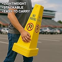 Vista 4 de Electriduct Cono de tráfico de cuatro caras No estacionamiento, letrero de pie amarillo (paquete de 2)