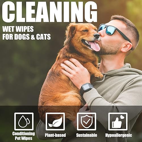Vista 3 de Treela 10 paquetes de 800 toallitas para perros, toallitas para mascotas, suministros de aseo para patas, glúteos, orejas, piel, ojos, limpieza