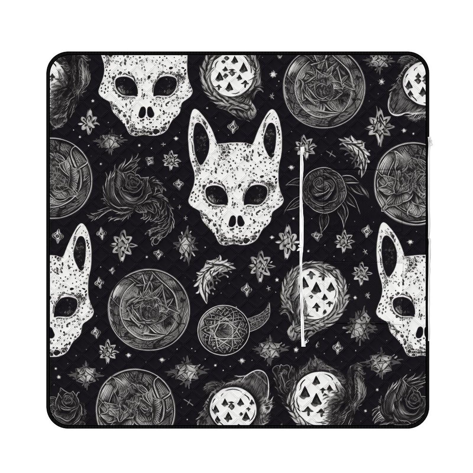 Tapis de pique-nique pliable chat gothique couverture de camping extérieur imperméable