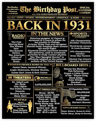 Miniatura 10 de Stuff4 Póster dorado de cumpleaños número 30 sin marco, periódico dorado nacido en 1995, feliz cumpleaños 30 para hombres y mujeres, regalos retro