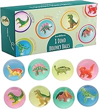 THE TWIDDLERS - 8 Dinosaurier Hüpfkugeln aus Gummi Flummibälle 4,2 cm, Kindergeburtstage, Dino-Party-Tütenfüller und Geschichtsprämien im Klassenzimmer