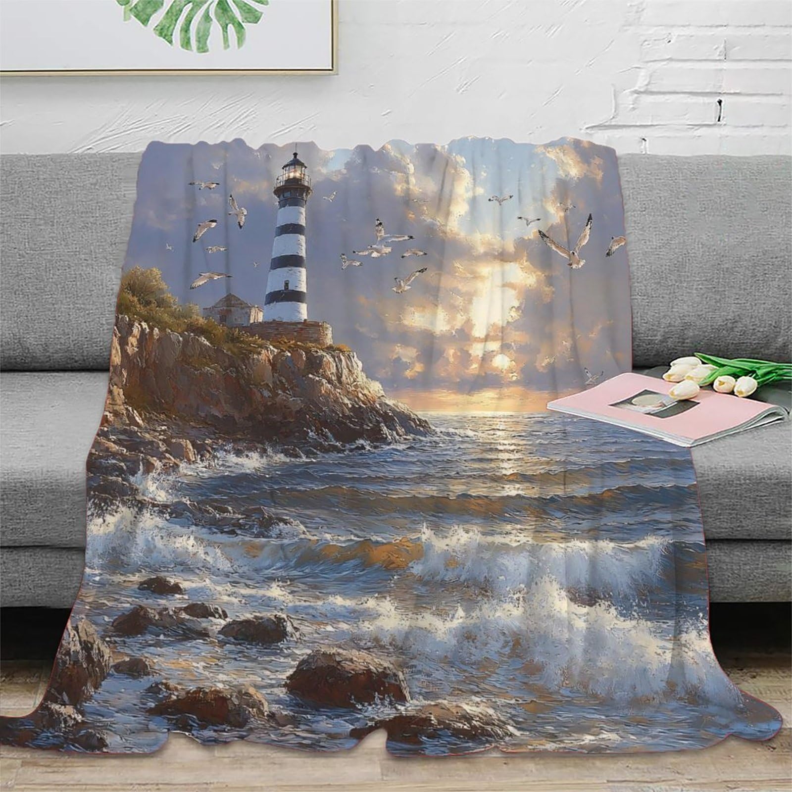 Couverture Microfibre Anti-Froid Seaside Sunset Douceur Durable