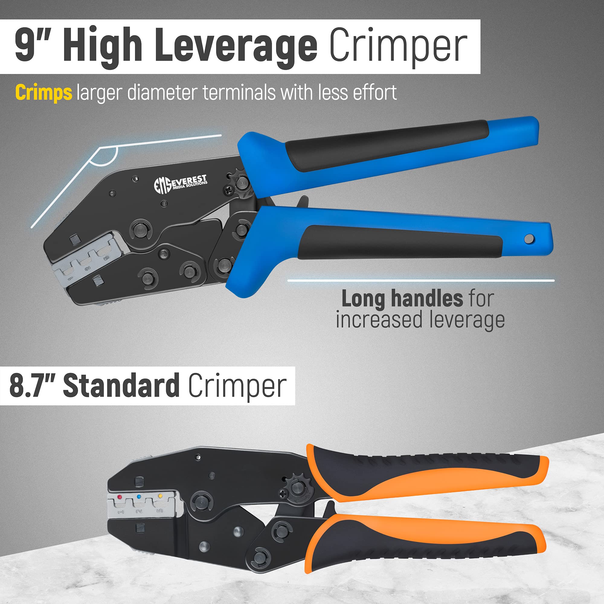 EMS 9" Plus Ratcheting Wire Crimper Tool Set With 6 Crimping