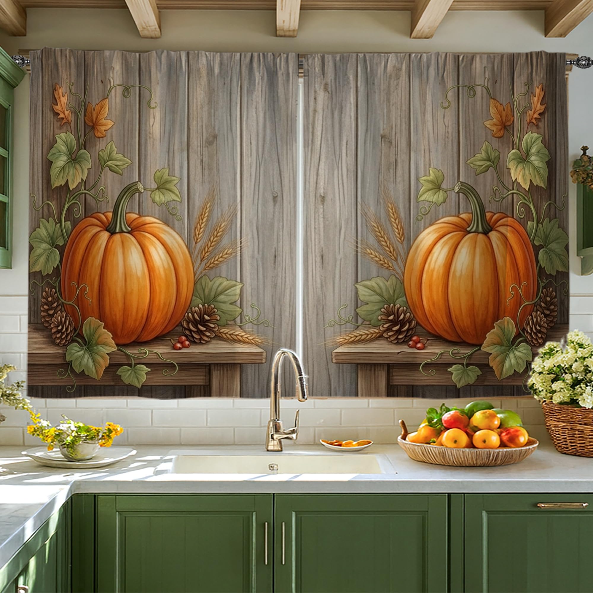 Rideaux de cuisine d'automne pour créer une ambiance chaleureuse en salle à manger