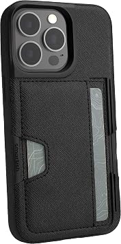 Smartish iPhone 13 Pro Wallet Case - Wallet Slayer Vol.2 Slim + Protection Credit Card Holder with Kickstand - Black Tie Affair