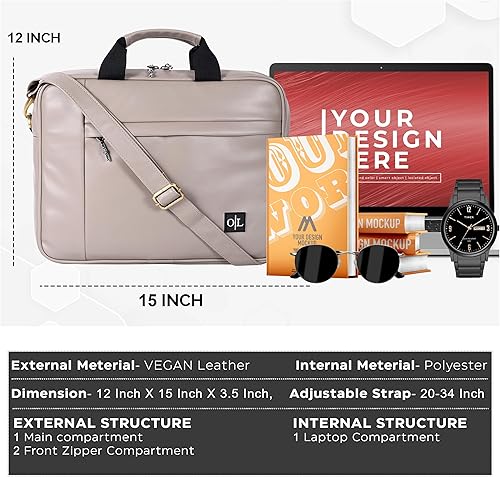 Miniatura 3 de Oak Leathers Bolsa de mensajero de cuero para computadora portátil, maletín de oficina, bolsa de viaje para hombres y mujeres, bolsa de universidad,