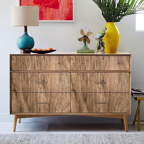 Miniatura 3 de Erfoni Papel de contacto de madera, papel tapiz de madera para despegar y pegar, papel tapiz de grano de madera marrón, papel de contacto