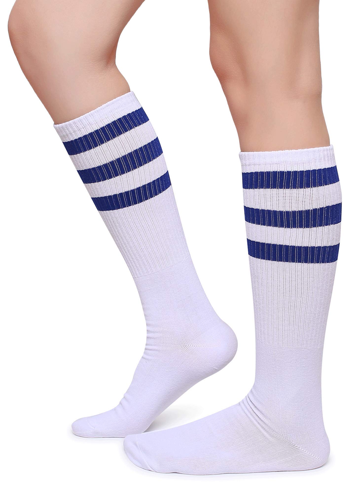 PareberryClassical Triple Stripes Soft Cotton Over-the-Calf Retro Tube Sock