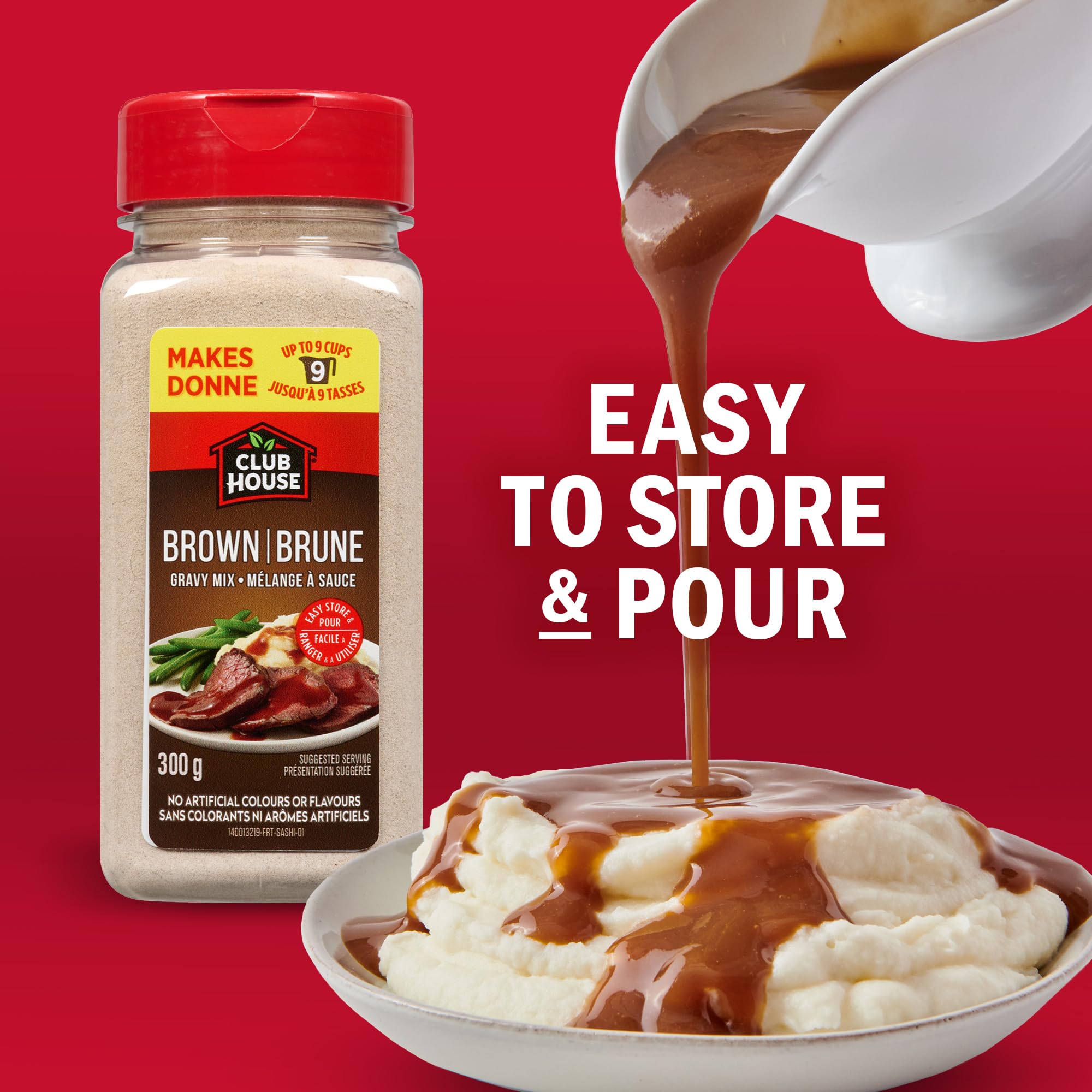 Club House Brown Gravy Mix, Ready in 5 Minutes, Makes Up To 9 Cups, Easy Store & Pour, No Artificial Colours or Flavours, 300 g - 5