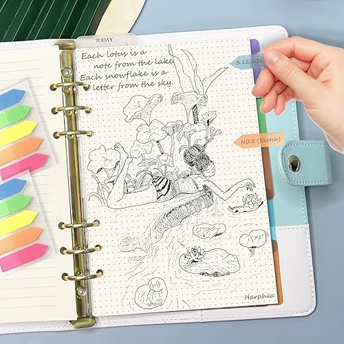 Miniatura 5 de Kit de inserción de planificador A6, plomo de papel para carpeta de 6 anillas, cuaderno de líneas de puntos en blanco para 80 hojas, 160 páginas,