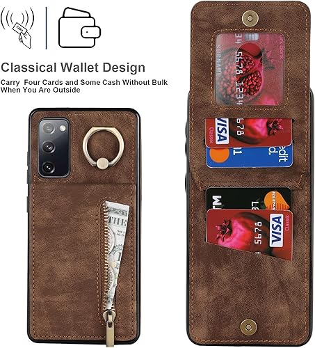 Miniatura 7 de Asuwish Funda de teléfono para Samsung Galaxy S20 FE 5G de 6.5 pulgadas con protector de pantalla y tarjetero RFID, soporte para celda S 20 EF UW